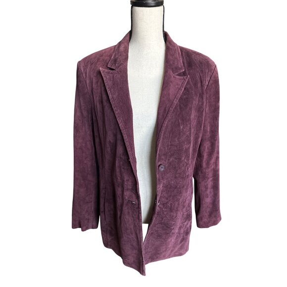 St. John's Bay Purple Blazer Suede Jacket Washable Pockets 2 Button Lined Large - Picture 4 of 7